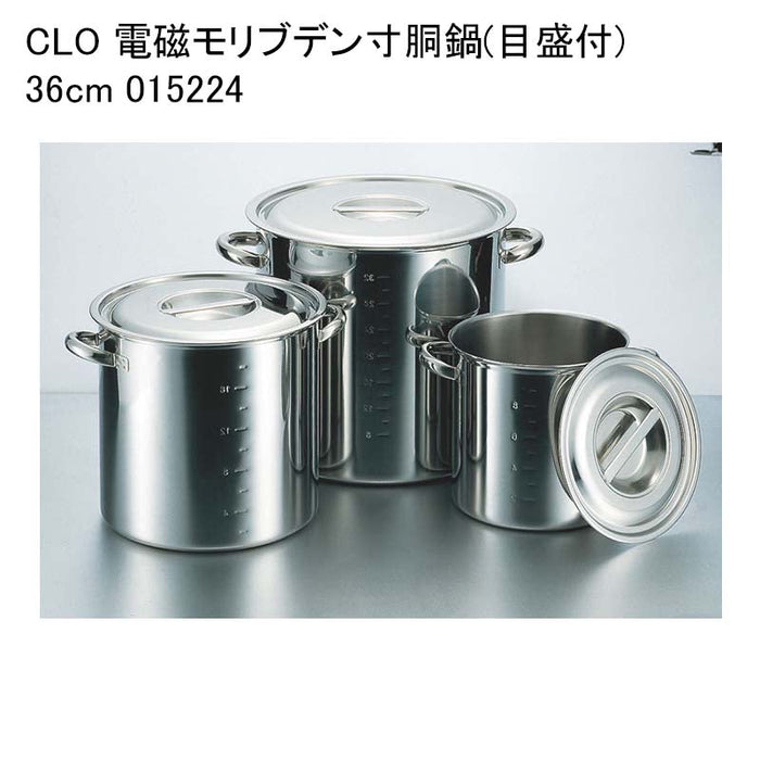 CLO 電磁モリブデン寸胴鍋(目盛付) 36cm 015224