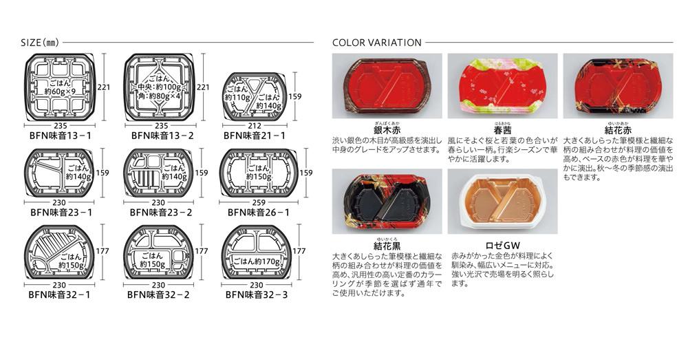BFN味音21-1 結花赤 本体・嵌合蓋セット[各50セット]