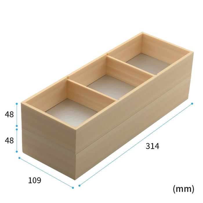 折箱 美山桧5 314×109×48 二段折 共蓋面取二本仕切付[ケース60入]